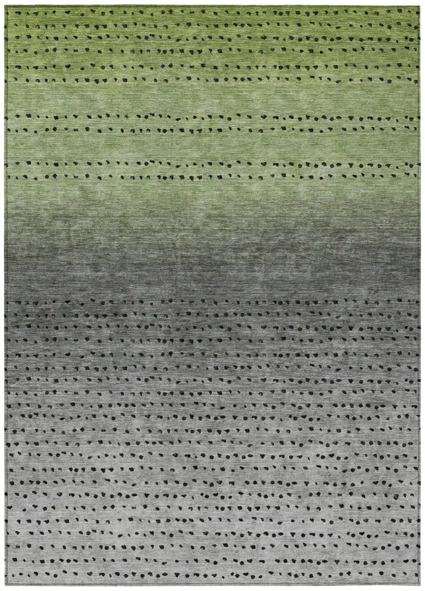 Fern Green And Gray Abstract Washable Indoor Outdoor Area Rug Photo 1
