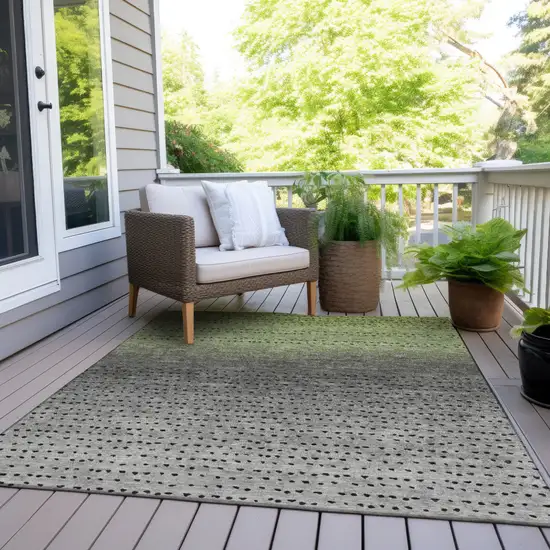 Fern Green And Gray Abstract Washable Indoor Outdoor Area Rug Photo 8