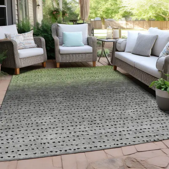 Fern Green And Gray Abstract Washable Indoor Outdoor Area Rug Photo 5