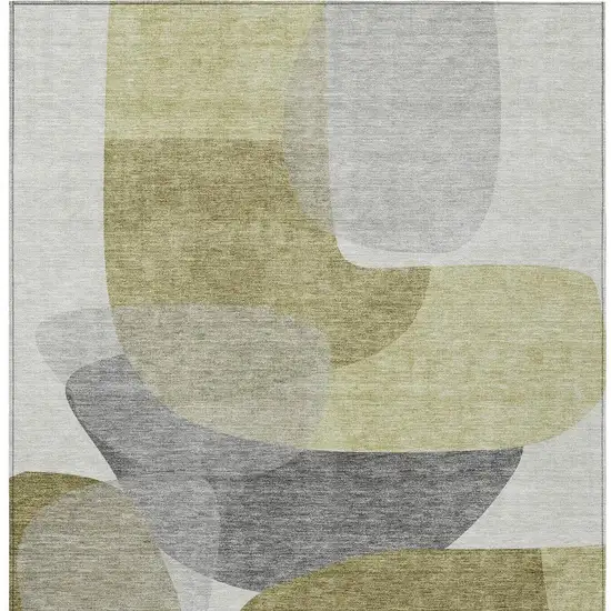 Fern Green And Gray Abstract Washable Indoor Outdoor Area Rug Photo 5