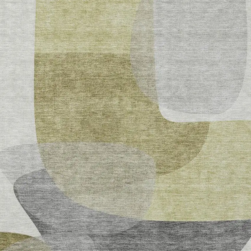Fern Green And Gray Abstract Washable Indoor Outdoor Area Rug Photo 4