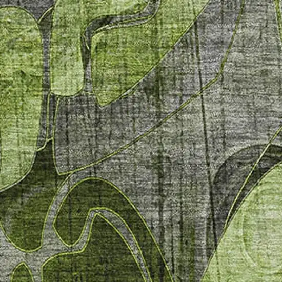 Fern Green And Gray Floral Washable Area Rug With UV Protection Photo 3