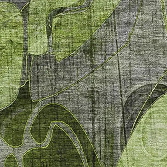 Fern Green And Gray Floral Washable Area Rug With UV Protection Photo 3