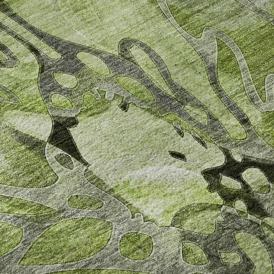 Fern Green And Gray Abstract Distressed Washable Area Rug With UV Protection Photo 9