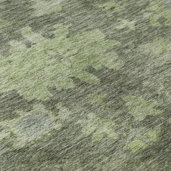 Fern Green And Gray Floral Washable Area Rug With UV Protection Photo 9