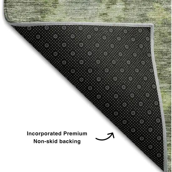 Fern Green And Gray Floral Washable Area Rug With UV Protection Photo 6