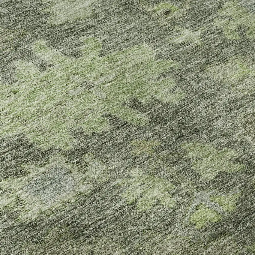 Fern Green And Gray Floral Washable Area Rug With UV Protection Photo 9