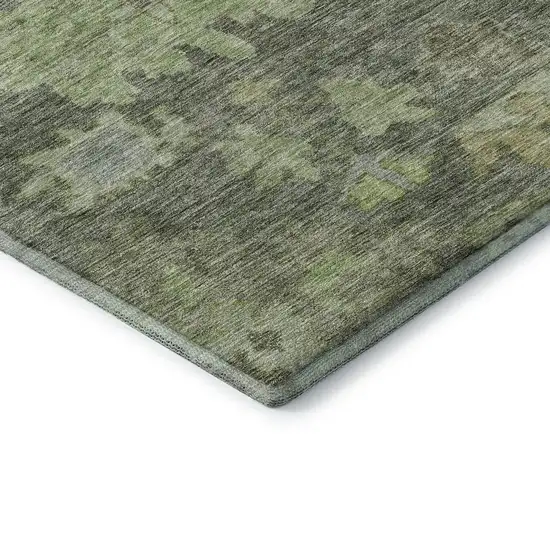 Fern Green And Gray Floral Washable Area Rug With UV Protection Photo 7