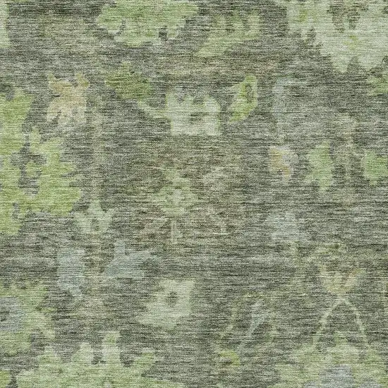 Fern Green And Gray Floral Washable Area Rug With UV Protection Photo 2