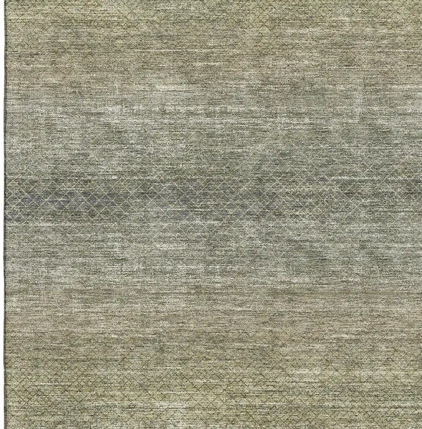 Fern Green And Gray Geometric Washable Area Rug With UV Protection Photo 3