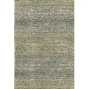 Photo of Fern Green And Gray Geometric Washable Area Rug With UV Protection