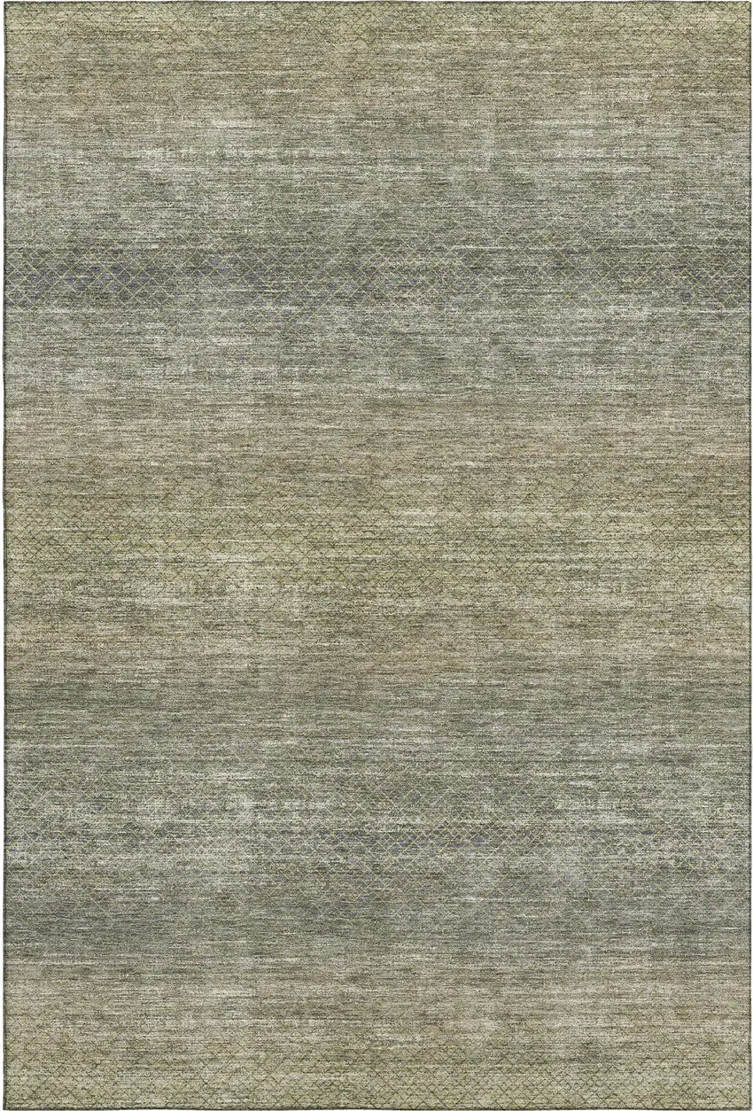 Fern Green And Gray Geometric Washable Area Rug With UV Protection Photo 1