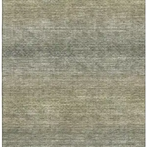 Photo of Fern Green And Gray Geometric Washable Area Rug With UV Protection