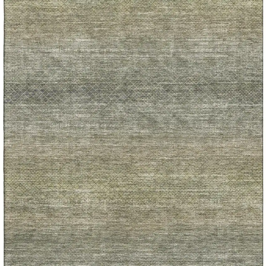 Fern Green And Gray Geometric Washable Area Rug With UV Protection Photo 4