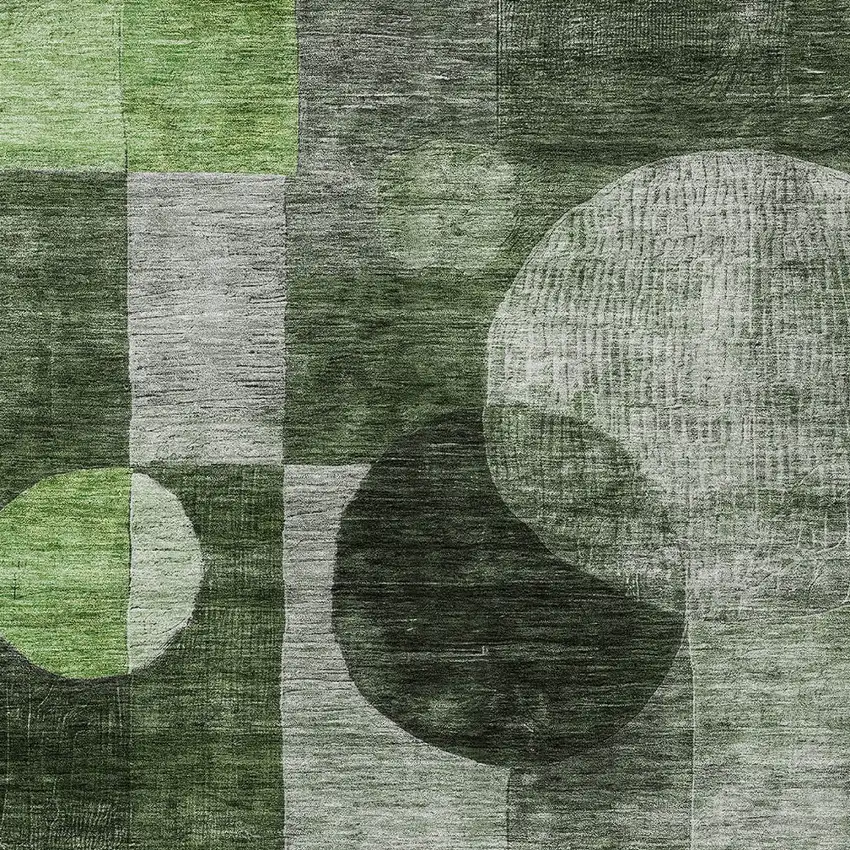 Fern Green And Gray Geometric Washable Indoor Outdoor Area Rug Photo 5