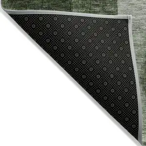 Photo of Fern Green And Gray Geometric Washable Indoor Outdoor Area Rug