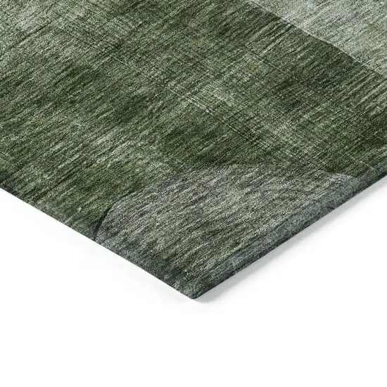 Fern Green And Gray Geometric Washable Indoor Outdoor Area Rug Photo 4