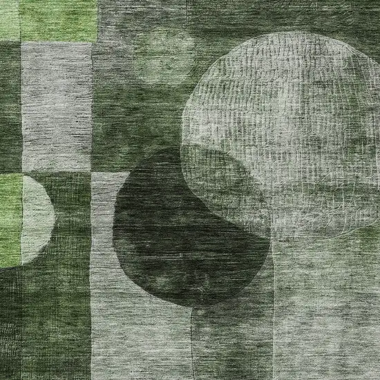 Fern Green And Gray Geometric Washable Indoor Outdoor Area Rug Photo 5