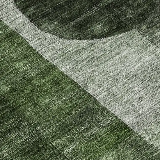 Fern Green And Gray Geometric Washable Indoor Outdoor Area Rug Photo 8