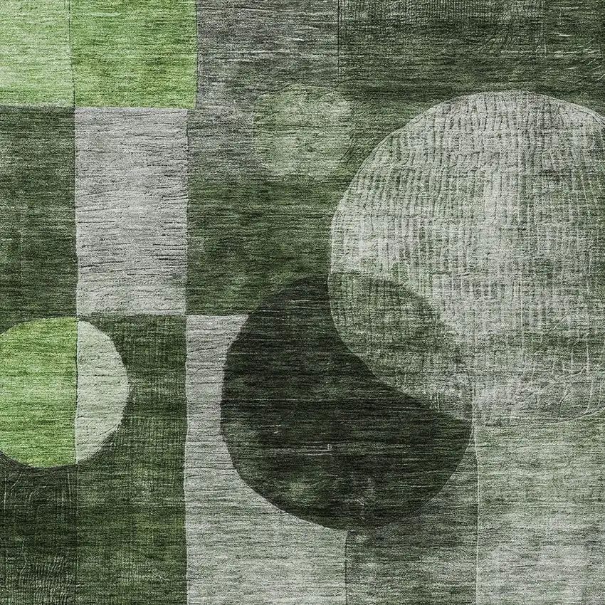 Fern Green And Gray Geometric Washable Indoor Outdoor Area Rug Photo 5