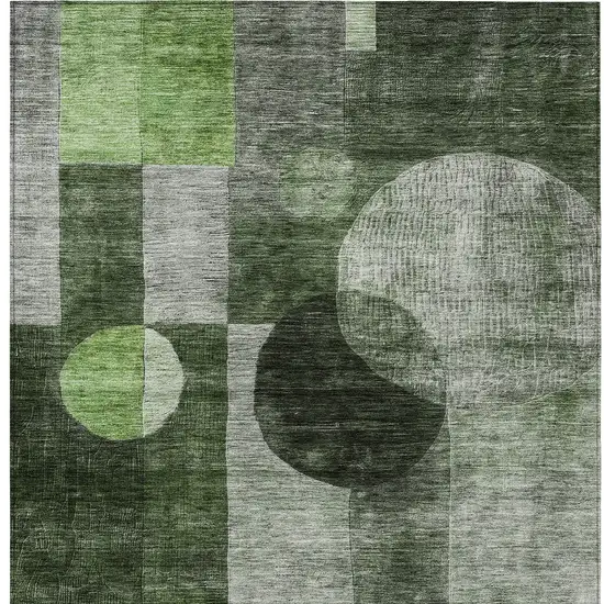 Fern Green And Gray Geometric Washable Indoor Outdoor Area Rug Photo 6