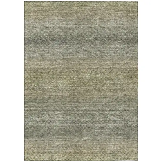 Fern Green And Gray Geometric Washable Indoor Outdoor Area Rug Photo 1