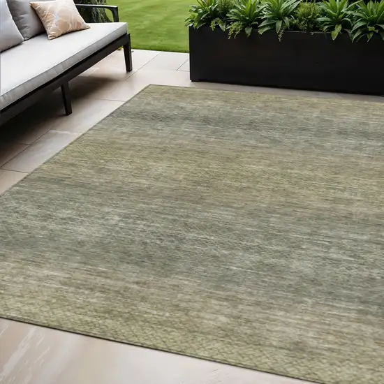 Fern Green And Gray Geometric Washable Indoor Outdoor Area Rug Photo 2