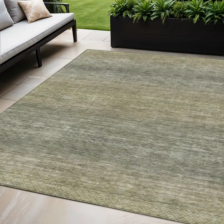 Fern Green And Gray Geometric Washable Indoor Outdoor Area Rug Photo 2