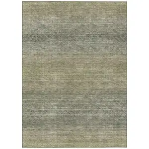 Photo of Fern Green And Gray Geometric Washable Indoor Outdoor Area Rug