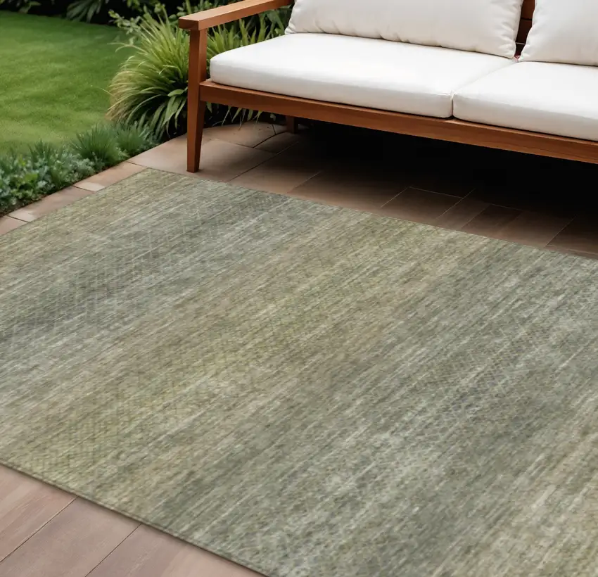 Fern Green And Gray Geometric Washable Indoor Outdoor Area Rug Photo 2