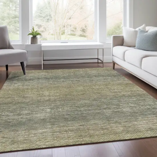 Fern Green And Gray Geometric Washable Indoor Outdoor Area Rug Photo 7