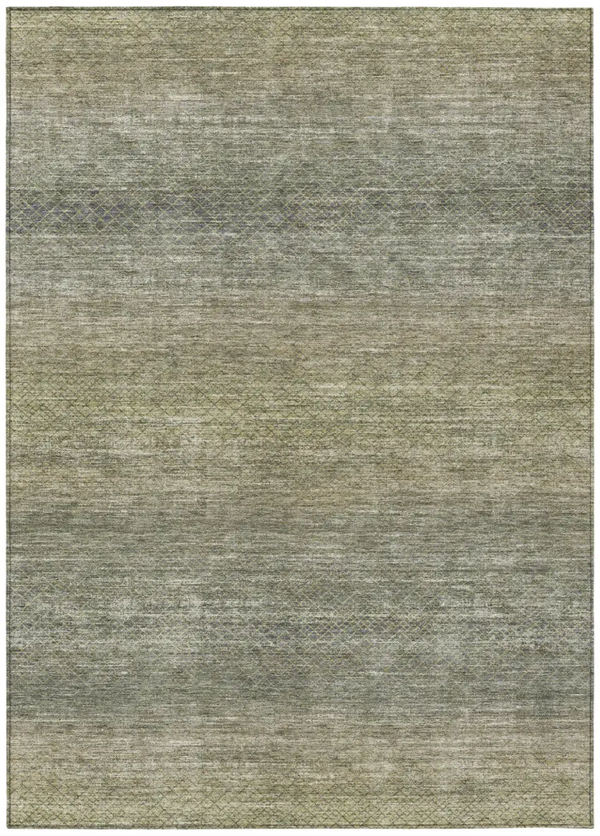 Fern Green And Gray Geometric Washable Indoor Outdoor Area Rug Photo 1