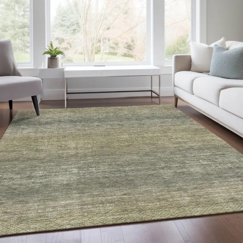 Fern Green And Gray Geometric Washable Indoor Outdoor Area Rug Photo 7