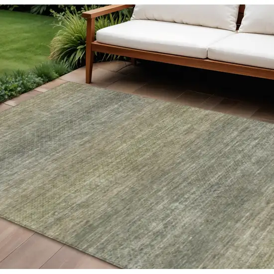 Fern Green And Gray Geometric Washable Indoor Outdoor Area Rug Photo 2
