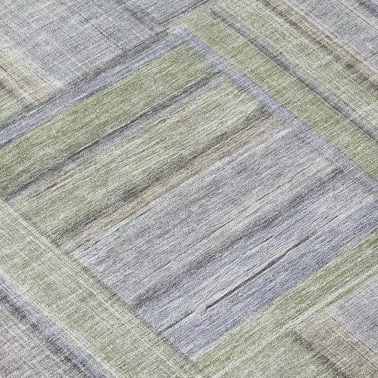 Fern Green And Gray Geometric Washable Indoor Outdoor Area Rug Photo 9