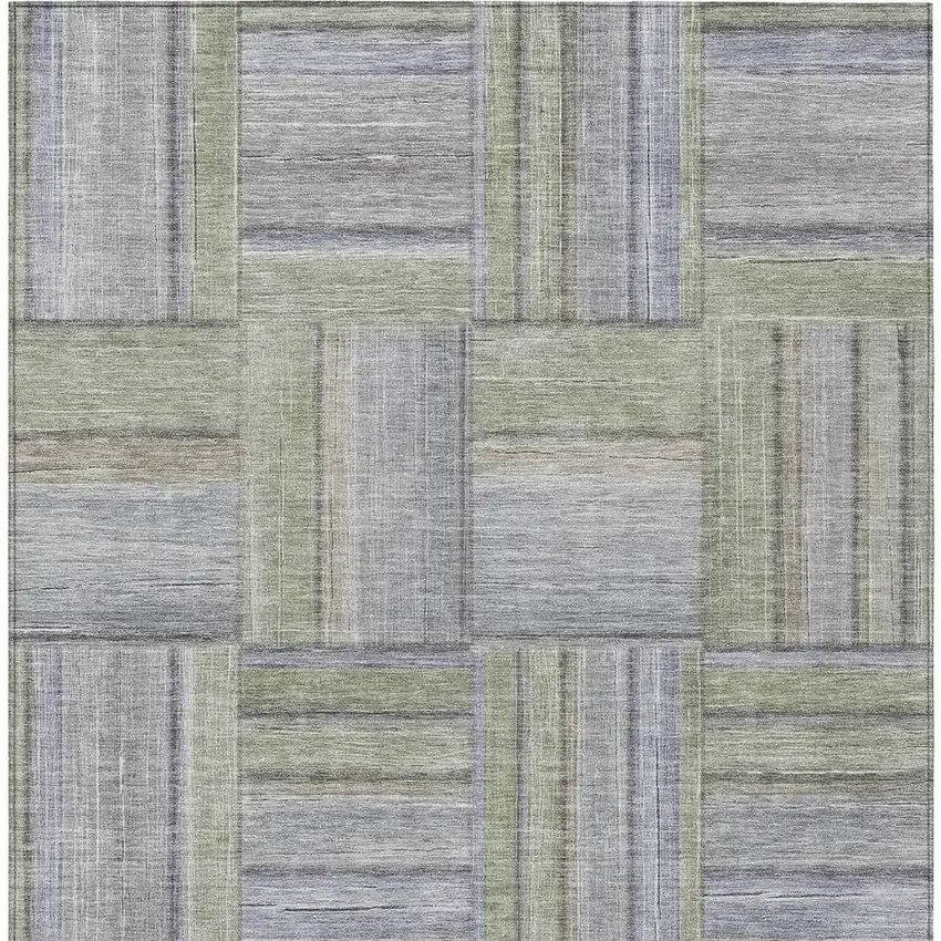 Fern Green And Gray Geometric Washable Indoor Outdoor Area Rug Photo 7