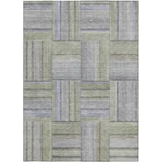 Fern Green And Gray Geometric Washable Indoor Outdoor Area Rug Photo 5