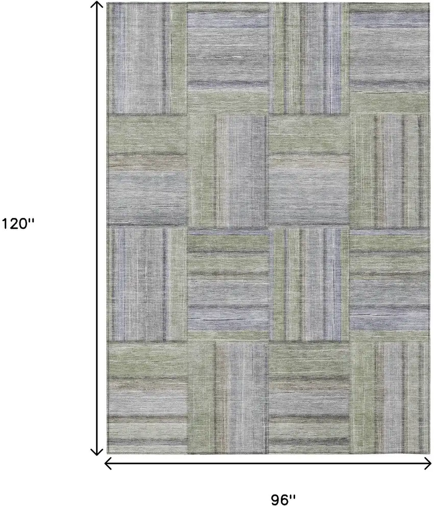 Fern Green And Gray Geometric Washable Indoor Outdoor Area Rug Photo 3