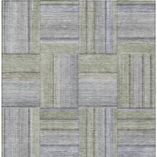 Fern Green And Gray Geometric Washable Indoor Outdoor Area Rug Photo 6