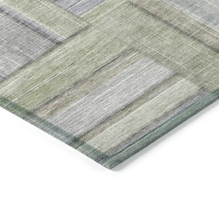 Fern Green And Gray Geometric Washable Indoor Outdoor Area Rug Photo 6