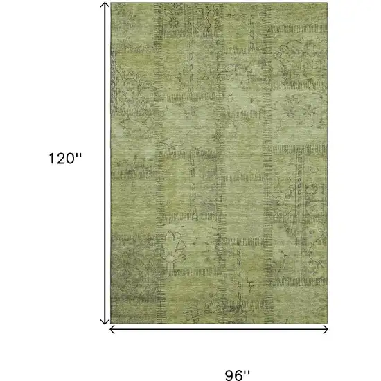 Fern Green And Gray Patchwork Washable Area Rug With UV Protection Photo 3