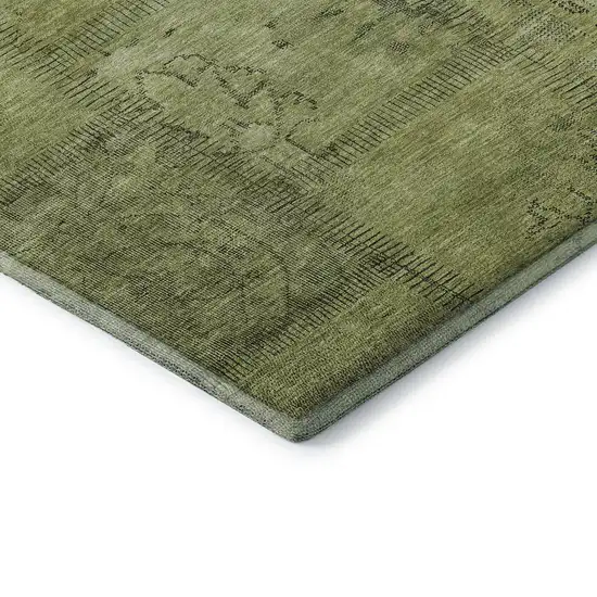 Fern Green And Gray Patchwork Washable Area Rug With UV Protection Photo 8
