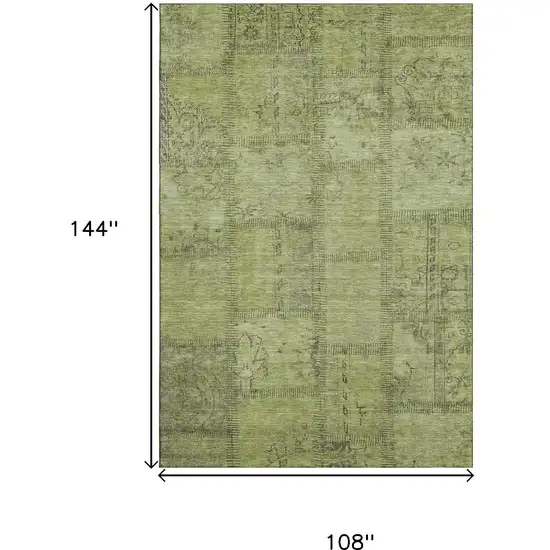 Fern Green And Gray Patchwork Washable Area Rug With UV Protection Photo 3