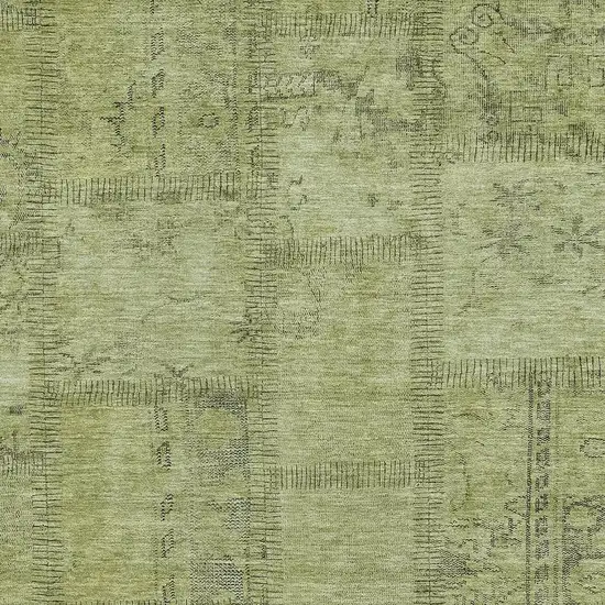 Fern Green And Gray Patchwork Washable Area Rug With UV Protection Photo 5