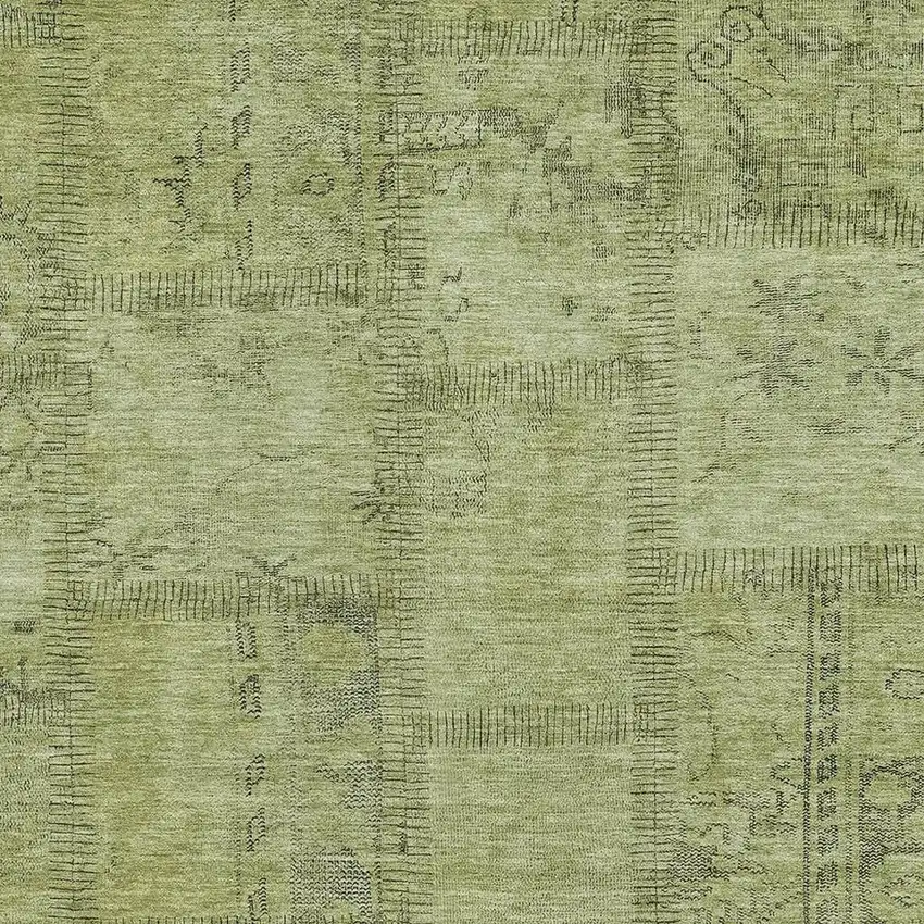 Fern Green And Gray Patchwork Washable Area Rug With UV Protection Photo 5