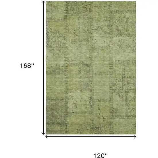 Fern Green And Gray Patchwork Washable Area Rug With UV Protection Photo 3