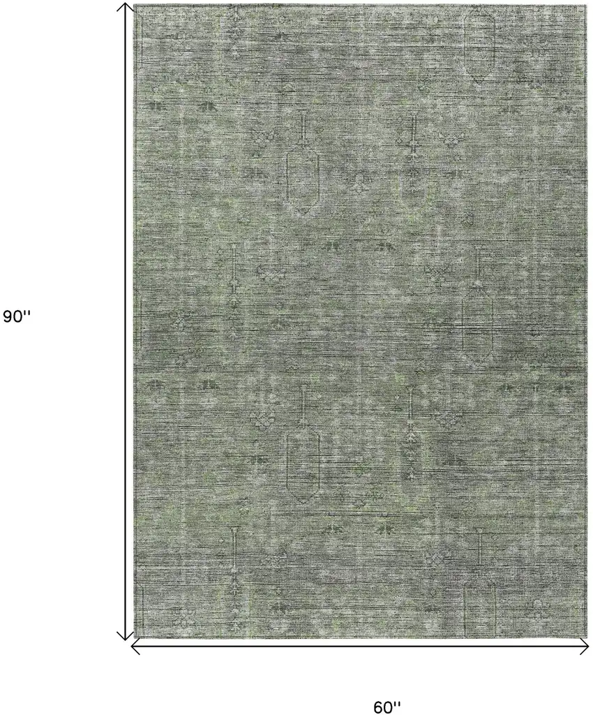 Fern Green And Gray Southwestern Washable Indoor Outdoor Area Rug Photo 3