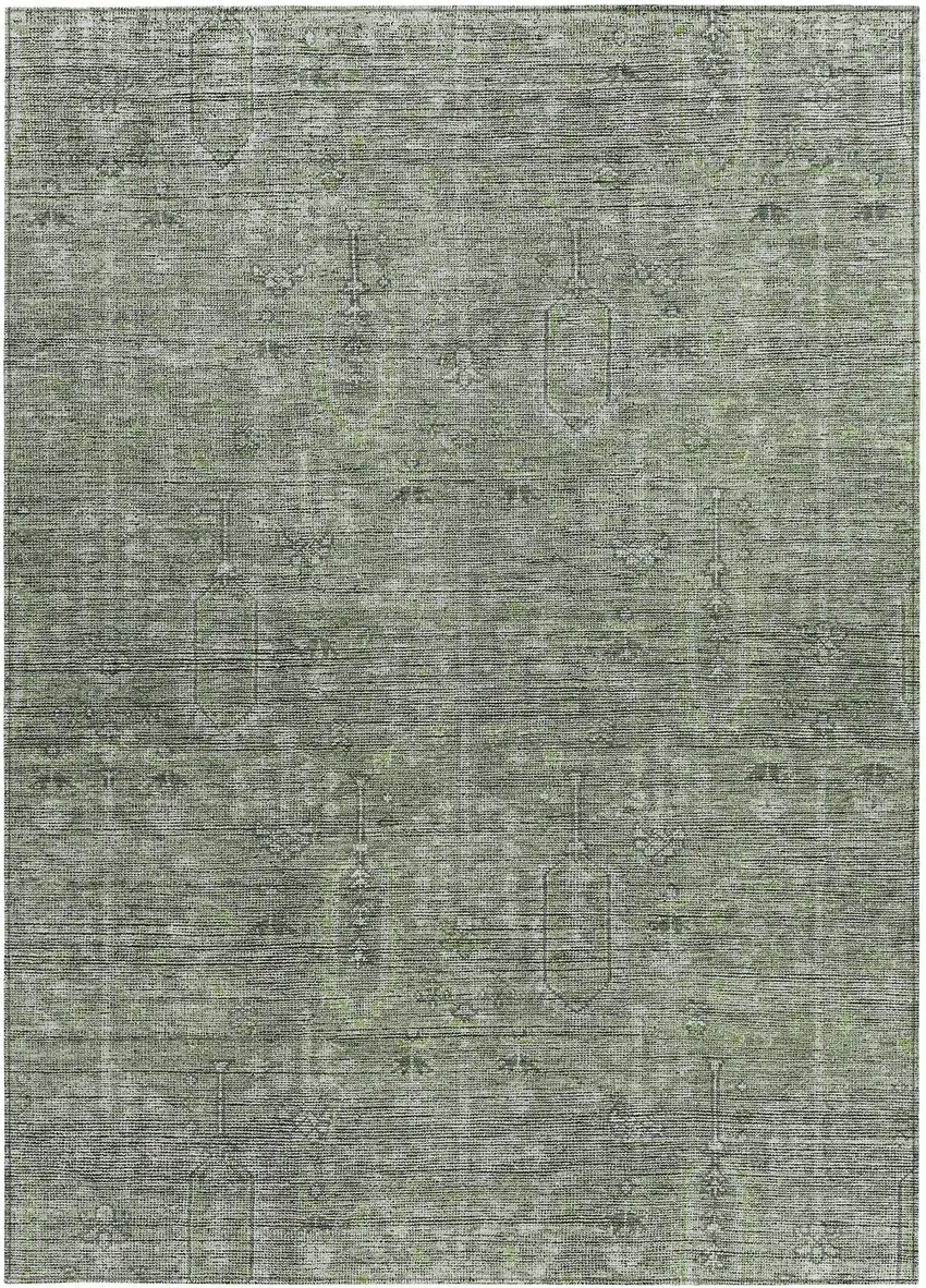 Fern Green And Gray Southwestern Washable Indoor Outdoor Area Rug Photo 7