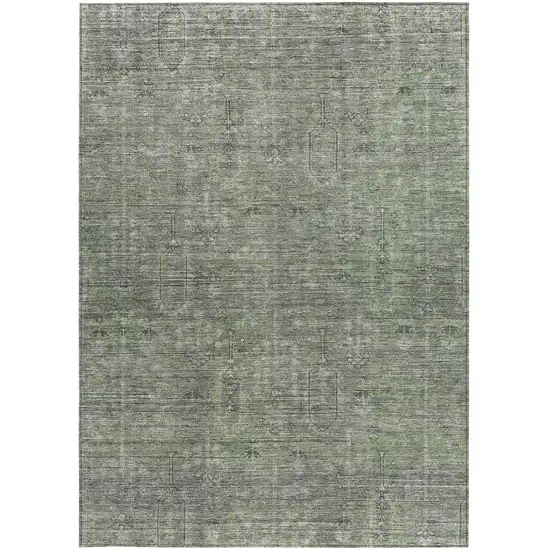Fern Green And Gray Southwestern Washable Indoor Outdoor Area Rug Photo 7