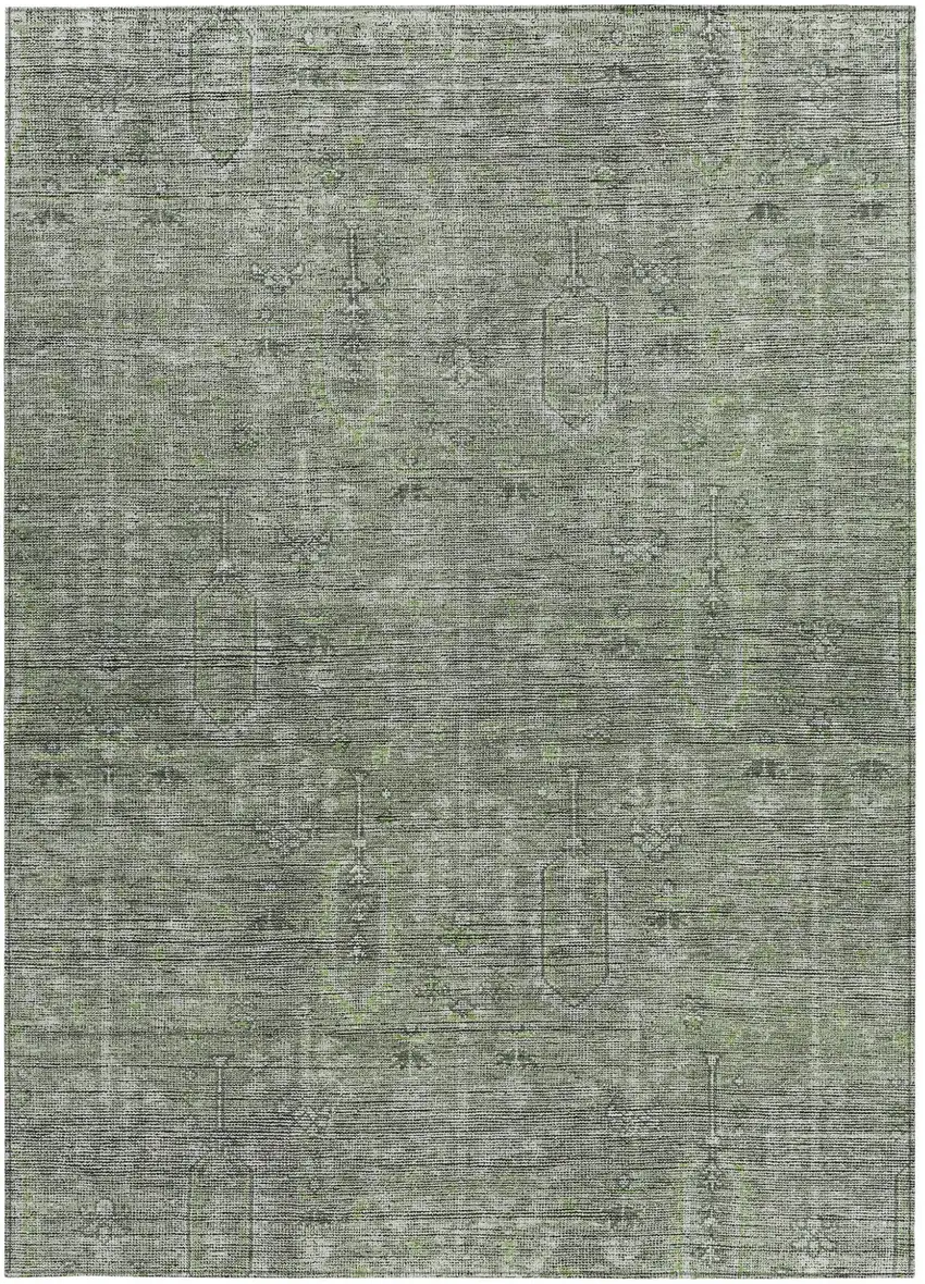Fern Green And Gray Southwestern Washable Indoor Outdoor Area Rug Photo 7